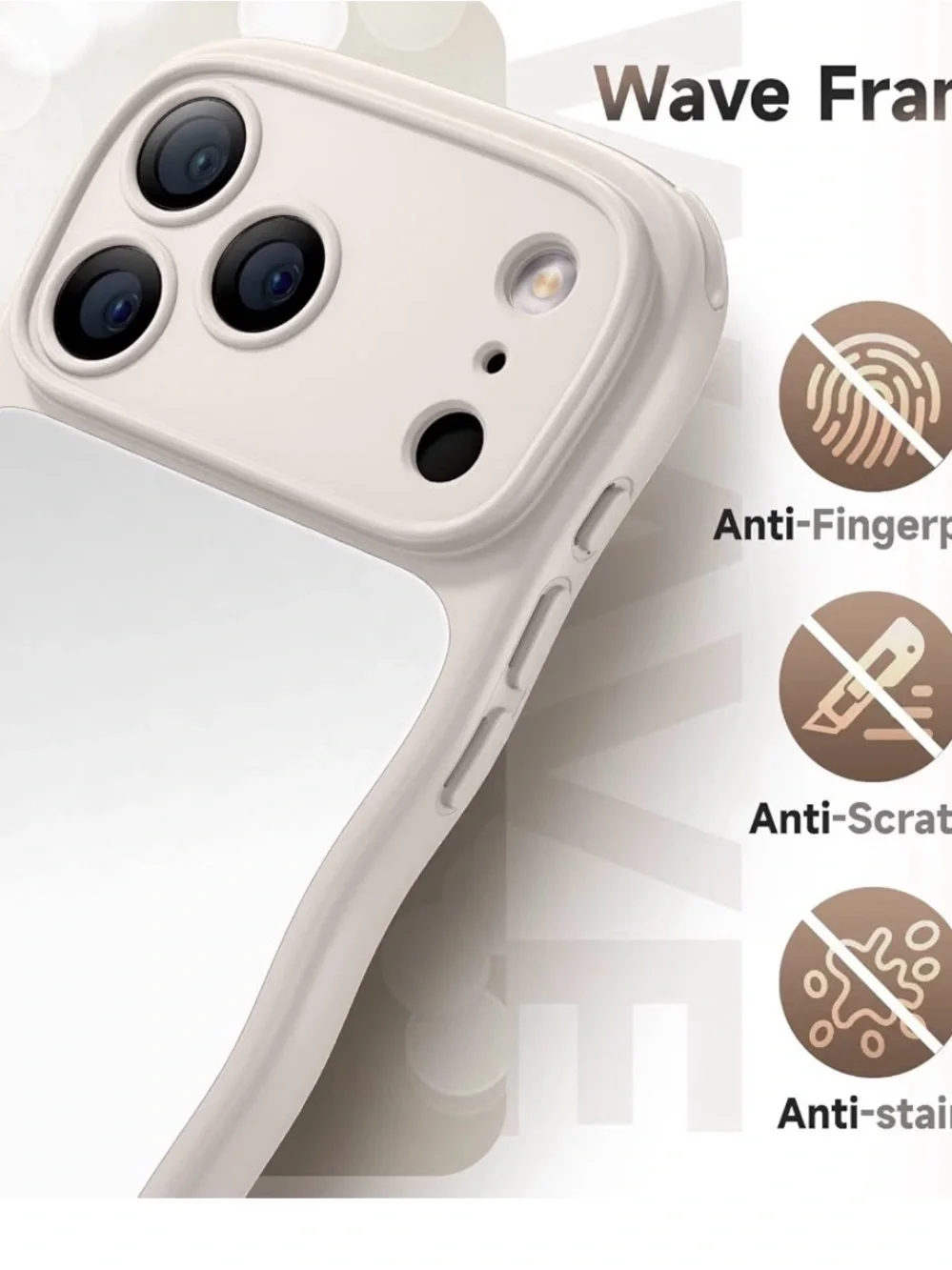 I phone 17 pro max case compatible with MagSafe stone Mirror cute wave design